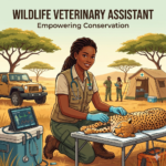 Wildlife Veterinary Assistant treating a leopard in the wild